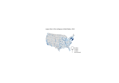 Pointplot of US cities by population