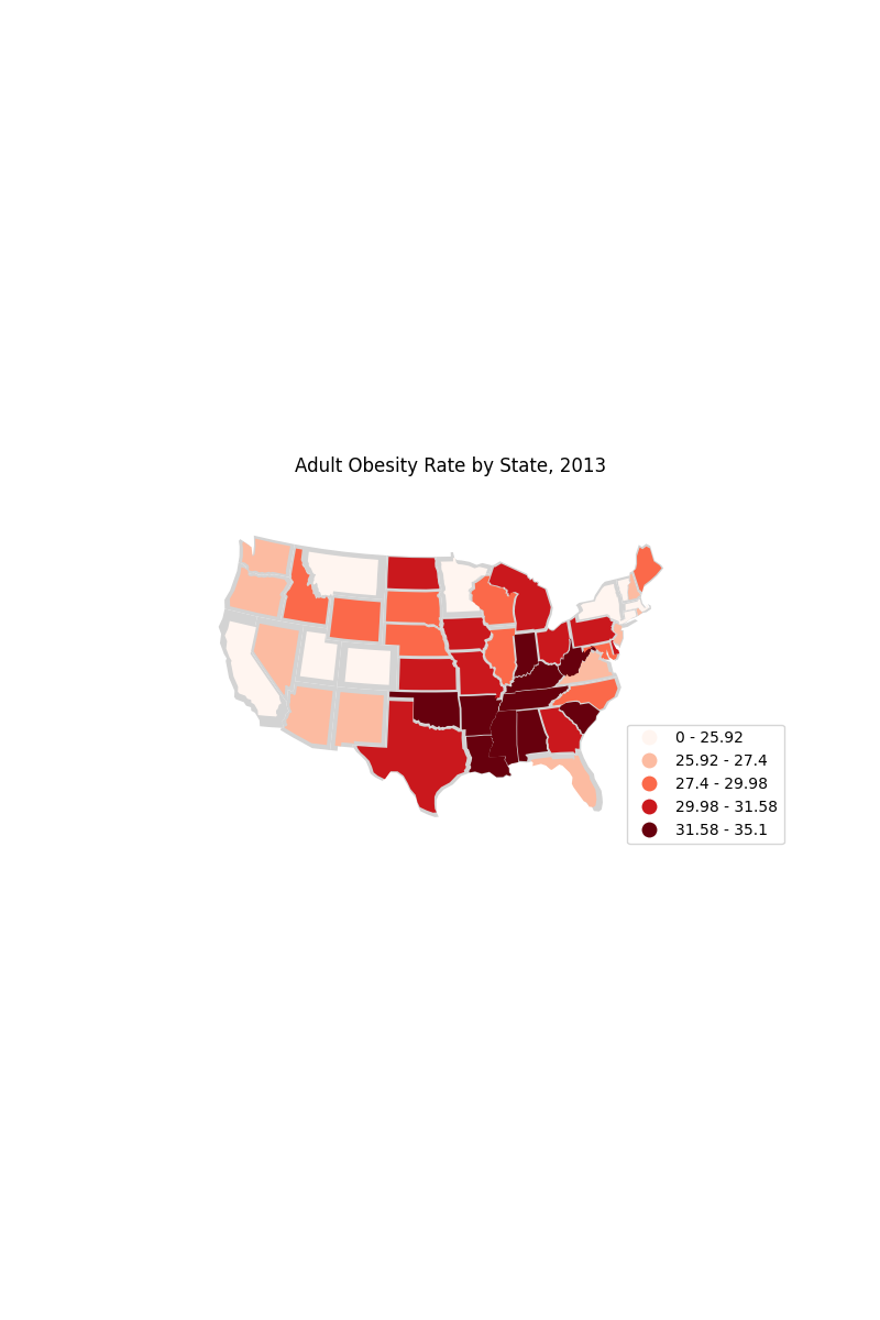 Adult Obesity Rate by State, 2013