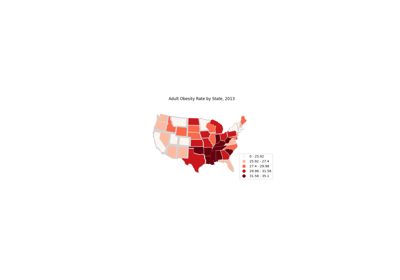 Cartogram of US states by obesity rate