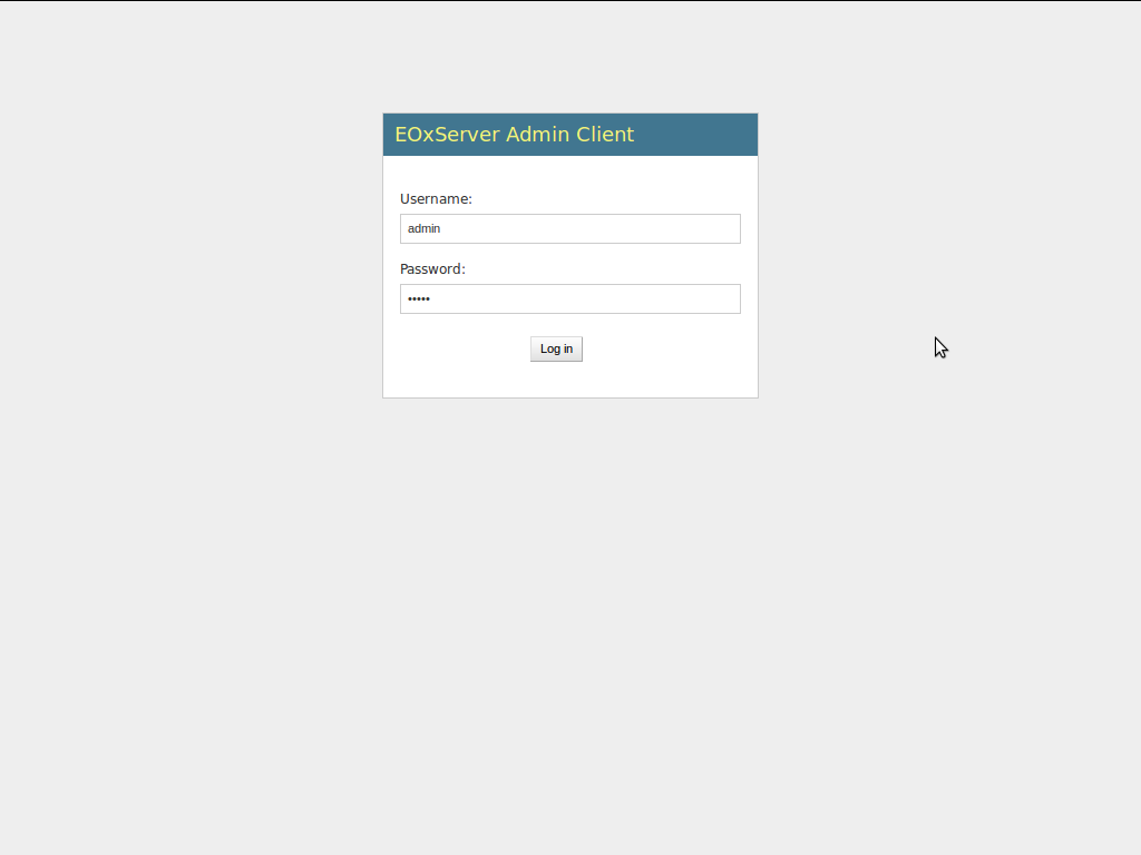 EOxServer demonstration admin client login