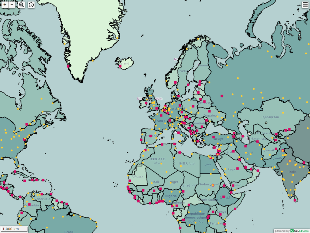 The default view of the provided Geomajas application