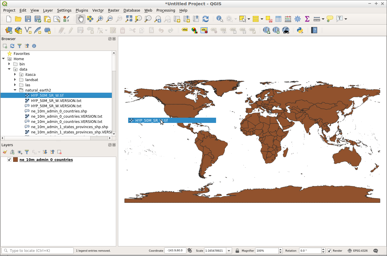 QGIS browser add raster layer