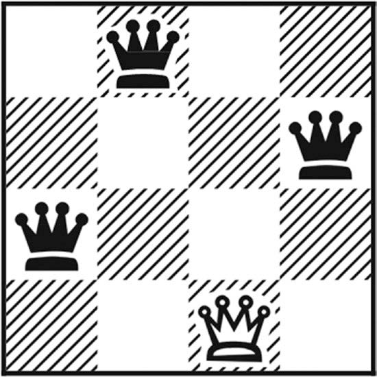 在一个4行4列的棋盘上放置4个皇后