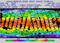 Colored TIROS TOVS global map at 500 millibars, April 15 1997.
