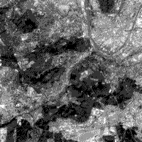 10m Panchromatic SPOT image of a small part of Paris.