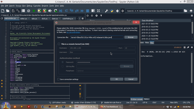 Connecting to the kernel and running basic commands.