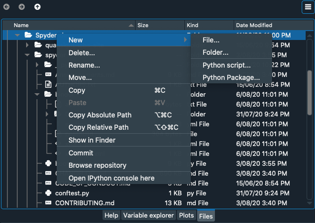 File Explorer context menu, with common file manipulation tasks