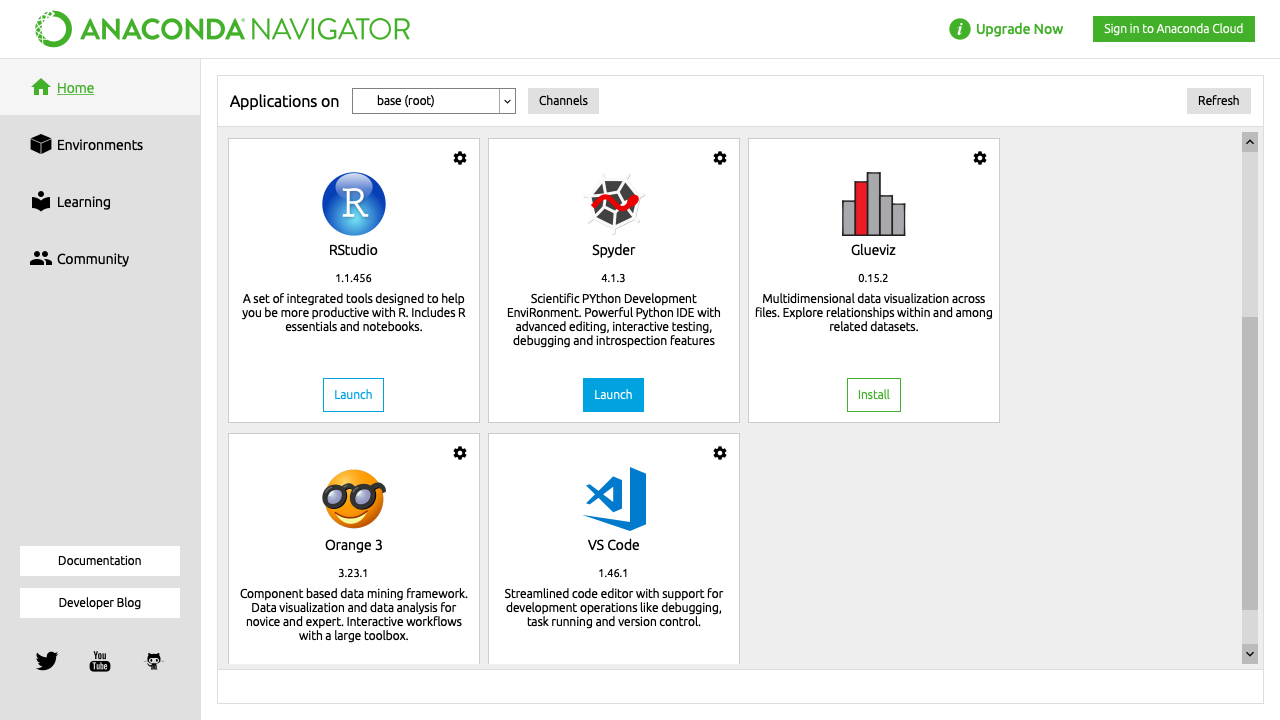 Anaconda Navigator showing Spyder