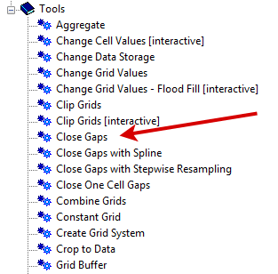 Close Gaps Tool SAGA GIS