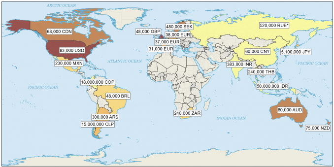 GIS Developer Salaries Map