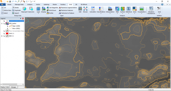 DEM Isolines and Contours