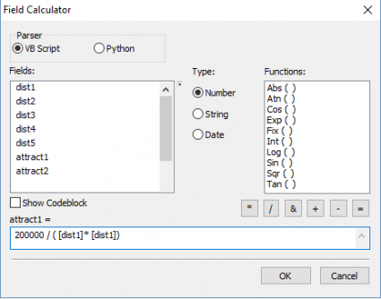 Huff Model Field Calculator