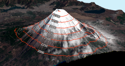 mount fuji 3d contours labels2