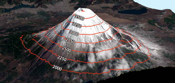 mount fuji 3d contours labels1