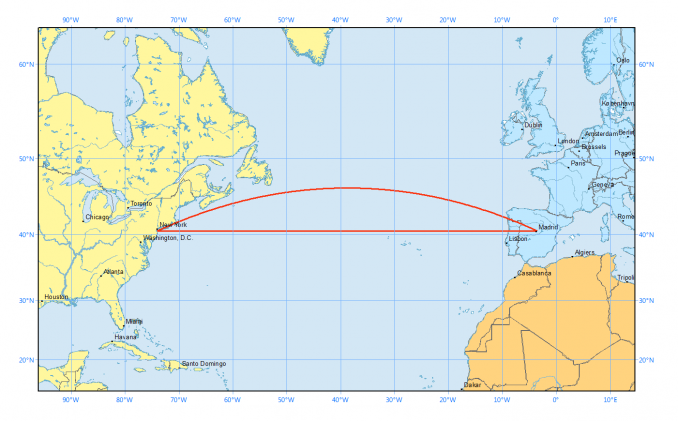 great circle flight path