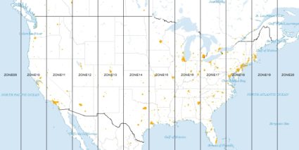 UTM Zones (False Northing, False Easting)