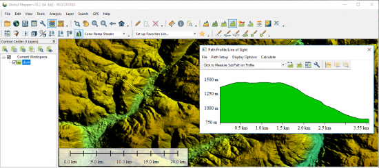 global mapper line of sight