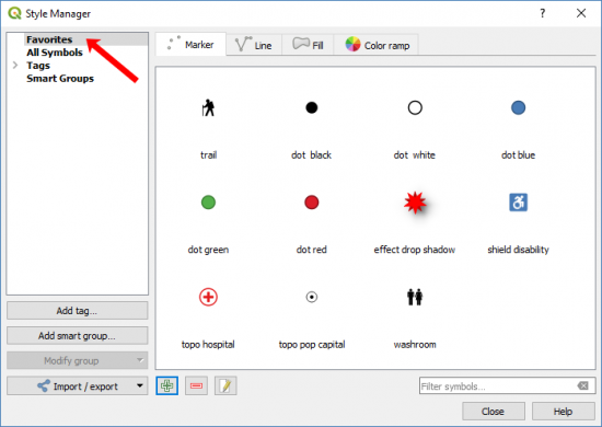 qgis 3 favorites style manager