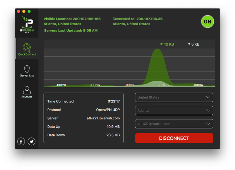 IPVanish Interface