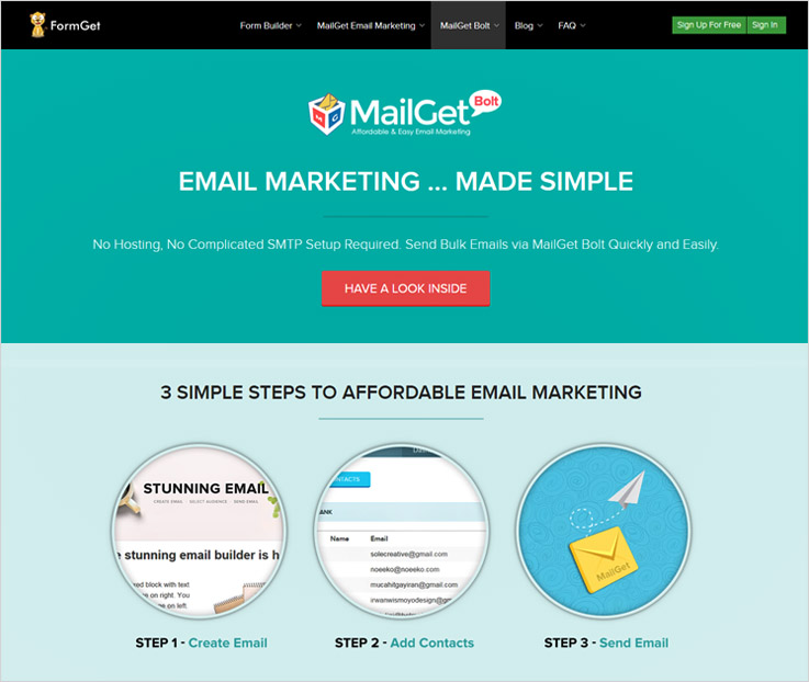 mailget-bolt free email marketing