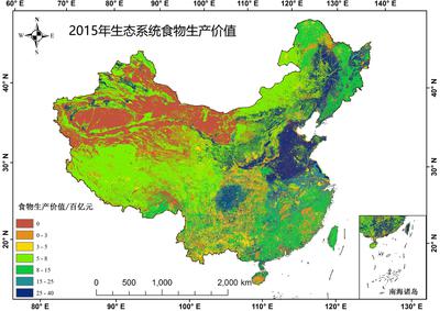  中国陆地生态系统服务价值空间分布-食物生产数据