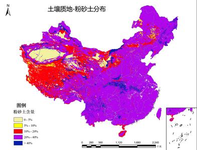  中国土壤质地空间分布-粉砂土