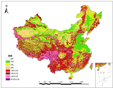  中国1比100万地貌类型空间分布数据