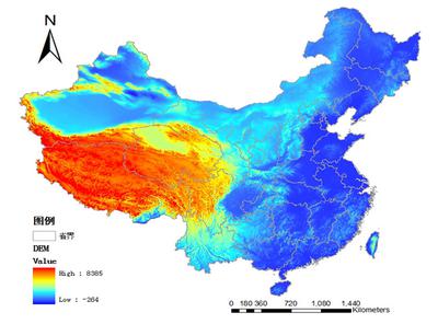  中国海拔高度DEM-SRTM90m-空间分布数据