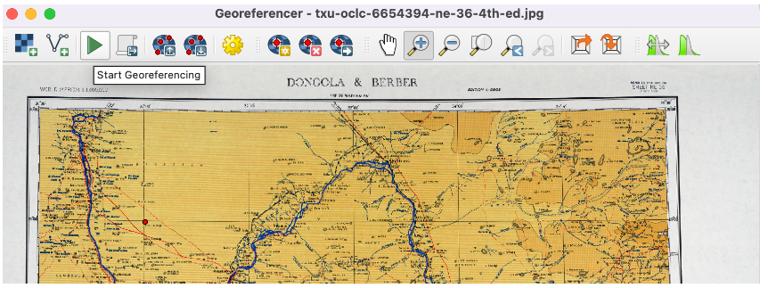 屏幕截图显示了带有三个红点的扫描地图和一张列出了地面控制点的小表格