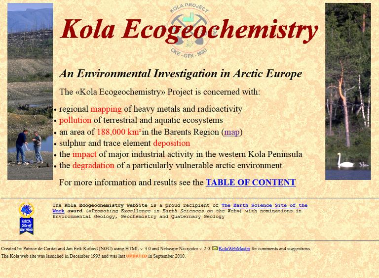 生态地球化学－欧洲北极地区的环境调查