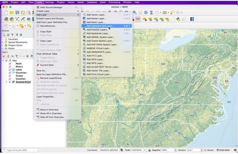 将 CSV 文件添加到 QGIS