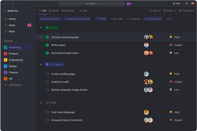 在ClickUp上有效管理任务