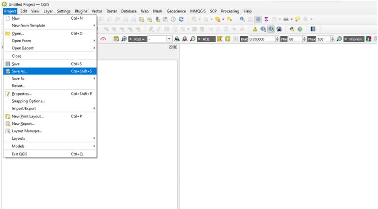 在 QGIS 中保存新项目